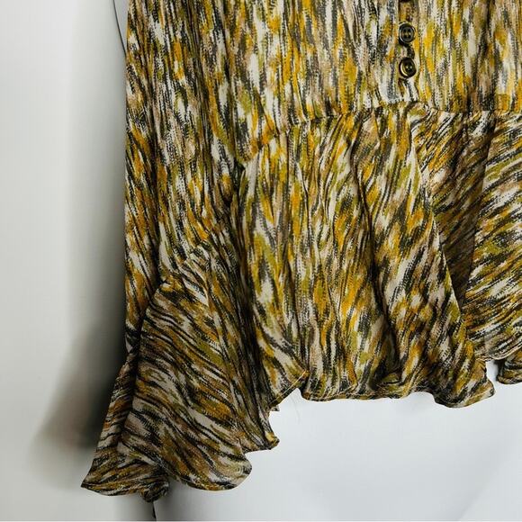 ISABEL MARANT ÉTOILE Top Womens Size 2 Boho Ruffle Asymmetrical Earthy Chic - Picture 5 of 10